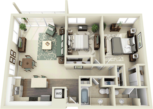 2 beds, 2 baths, 1,087 sqft, $5,442, Unit 129
