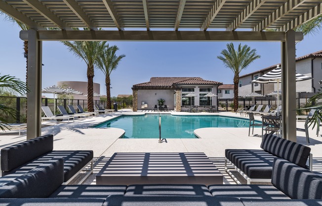 Experience the ultimate in luxury living with Aster Ridge’s resort-style pool and shaded pergola. Perfect for your next staycation.