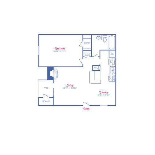 1 bed, 1 bath, 605 sqft, $854