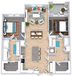2 beds, 2 baths, 1,254 sqft, $1,839