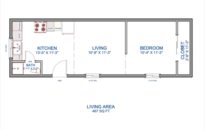 Studio, 1 bath, 625 sqft, $945