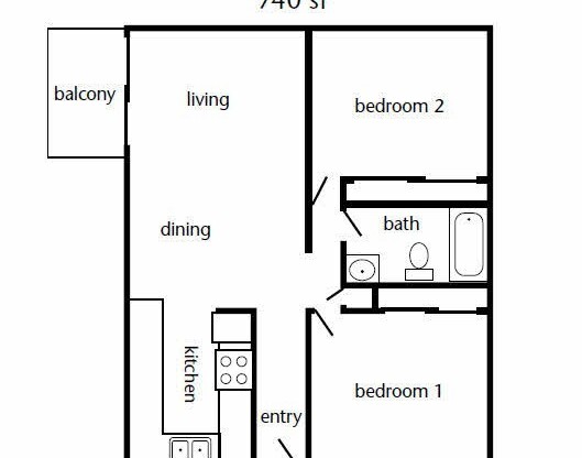 2 beds, 1 bath, 740 sqft, $1,295, Unit 1837 JA