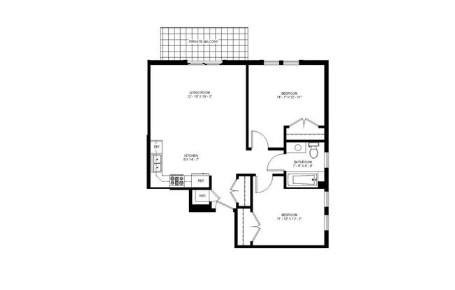 2 beds, 1 bath, 826 sqft, $2,500, Unit 709