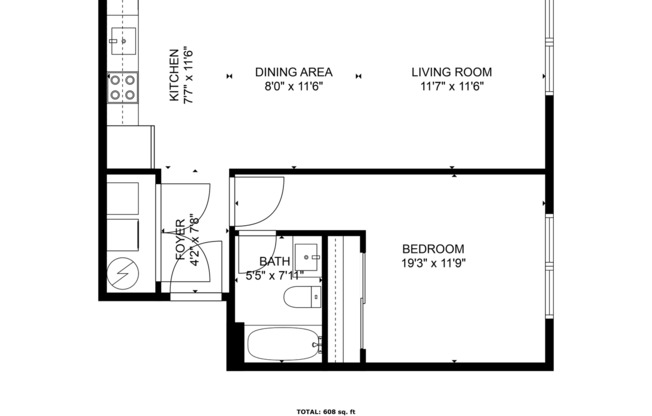 1 bed, 1 bath, 622 sqft, $1,285, Unit 3A