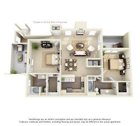 2 beds, 2 baths, 1,185 sqft, $1,629