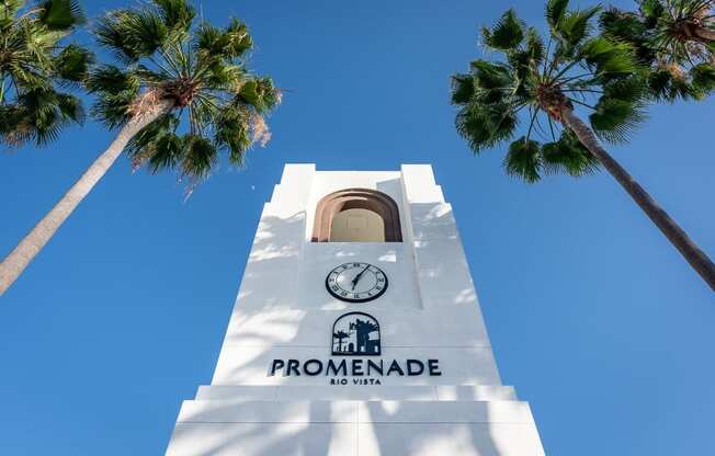 promenade rio vista tower and palm trees