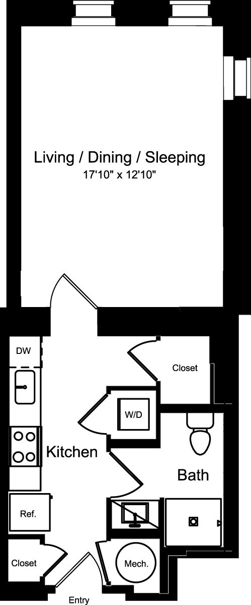 Studio, 1 bath, 566 sqft, $2,074, Unit 215