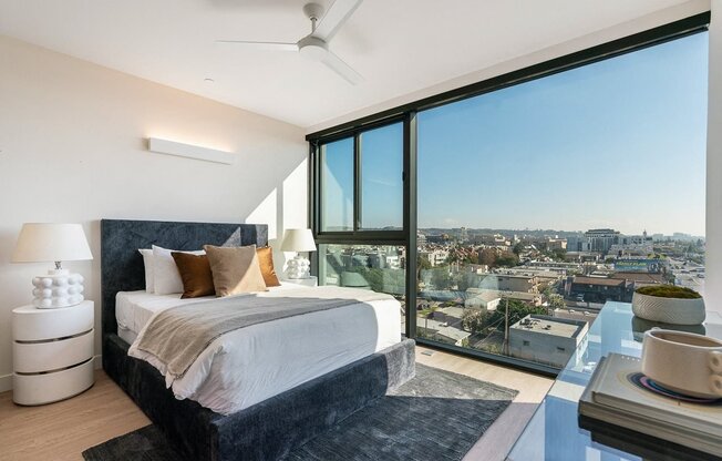 Bedrooms with open city views