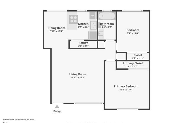 2 beds, 1 bath, 800 sqft, $1,195, Unit 431-01-15