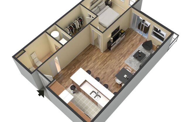 1 bed, 1 bath, 803 sqft, $1,720, Unit 402