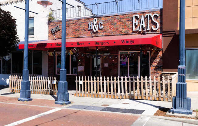 A restaurant named H & Eats is located on a street corner at Spyglass Hill Apartments, Bremerton, 98337