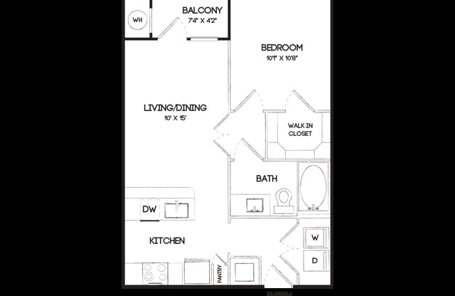 1 bed, 1 bath, 566 sqft, $1,423