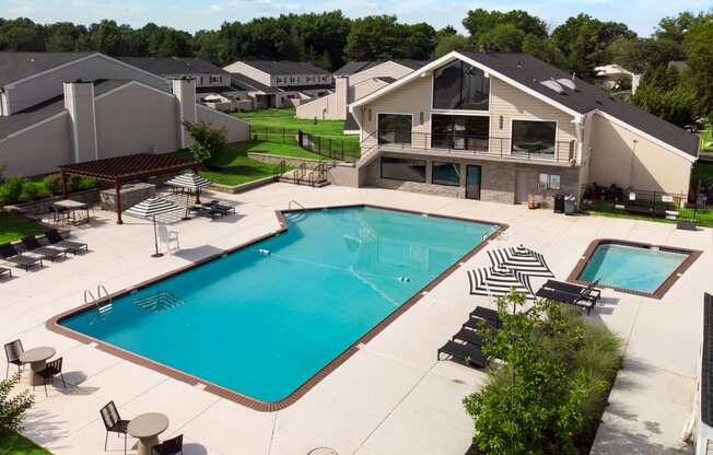 an aerial view of the swimming pool at Townhomes at Gateway, Bensalem, PA