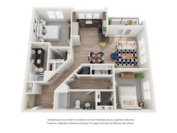 2 beds, 2 baths, 1,159 sqft, $1,850