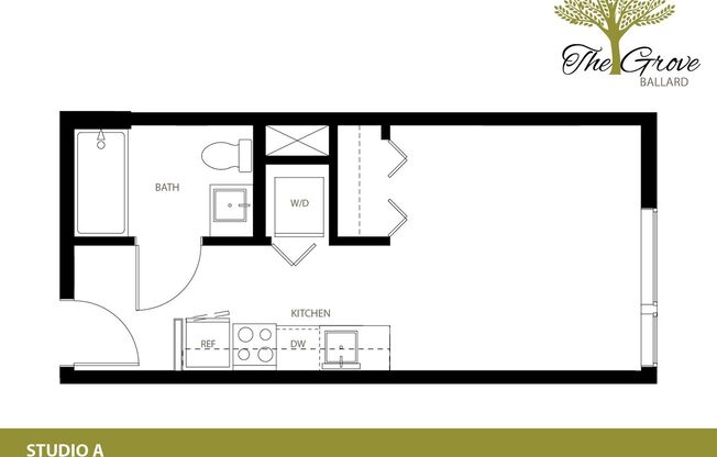 Studio, 1 bath, 316 sqft, $1,495, Unit 306