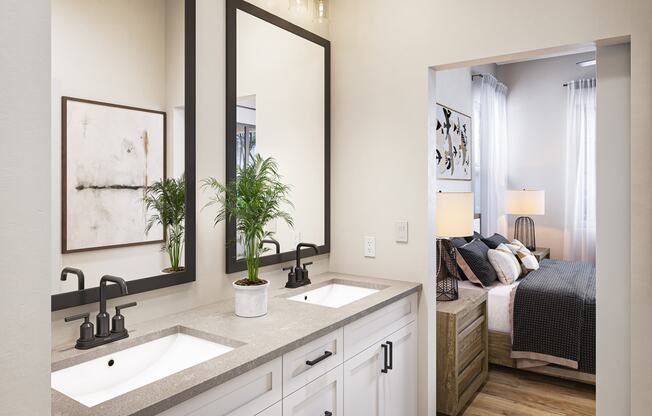 Two Bedroom Double Vanity at Solstice Living Apartments in Tucson Arizona