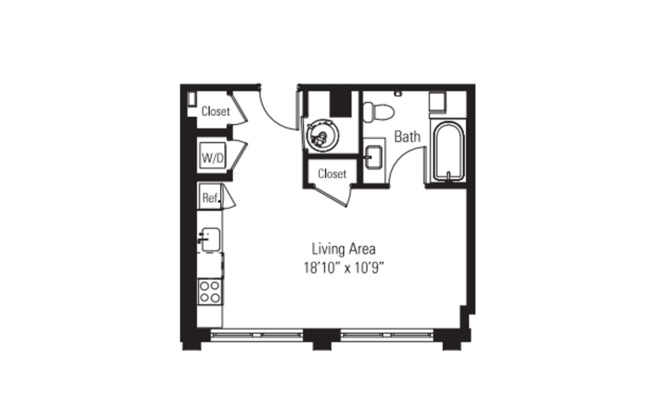 Studio, 1 bath, 378 sqft, $1,730, Unit 02-433