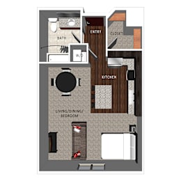 Studio, 1 bath, 539 sqft, $945