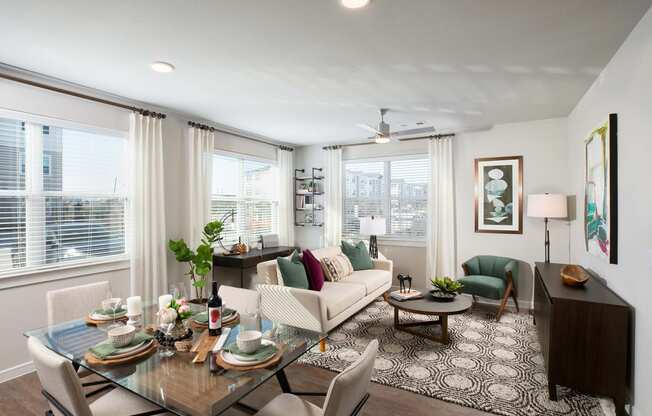 Living room at 55 Fifty at Northwest Crossing, Houston Texas