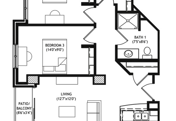 4 beds, 2 baths, 1,220 sqft, $5,900, Unit 604