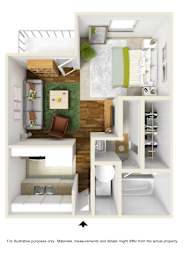 Studio, 1 bath, 486 sqft, $1,250