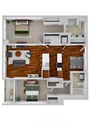 2 beds, 2 baths, 1,204 sqft, $3,445
