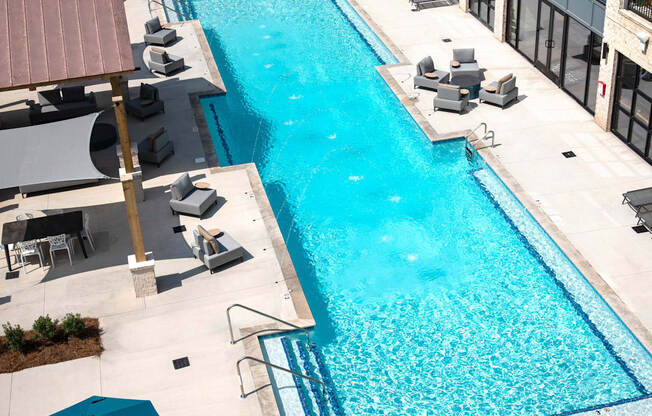 Aerial Pool View at One Riverside Apartments, Tennessee, 37403