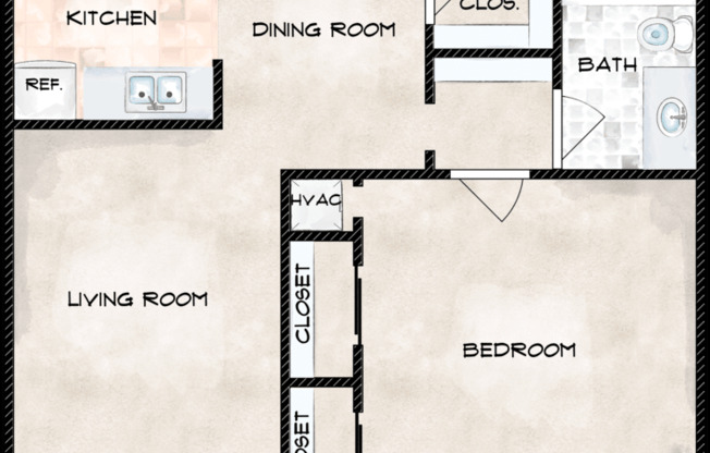 1 bed, 1 bath, 714 sqft, $989