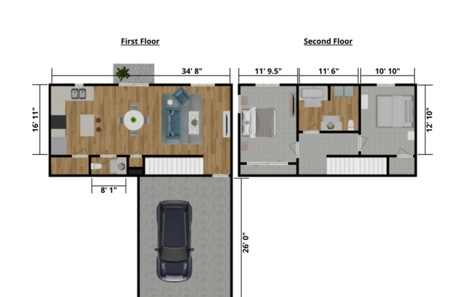 2 beds, 1.5 baths, 1,206 sqft, $1,545