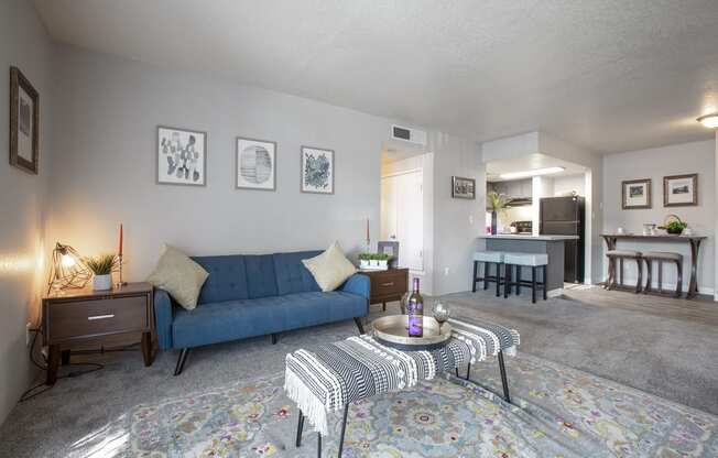 Living Room and dining area at Villas Del Cielo Aprartments in Albuquerque New Mexico October 2020