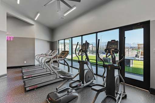 gym looking into windows at SevenO2 Main Apartments, Salt Lake City, UT, 84101