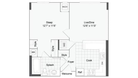 1 bed, 1 bath, 710 sqft, $1,835