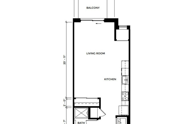Studio, 1 bath, 537 sqft, $1,535, Unit SC 1408-110