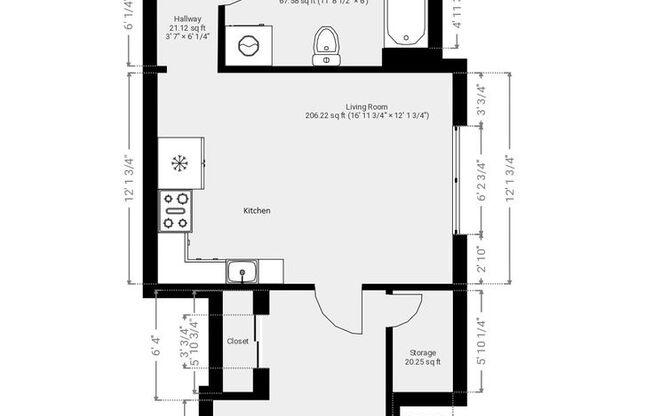 1 bed, 1 bath, 500 sqft, $1,395, Unit 102