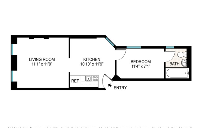 1 bed, 1 bath, $3,400, Unit 5