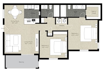2 beds, 2 baths, 1,050 sqft, $3,330