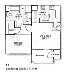 1 bed, 1 bath, 570 sqft, $1,201