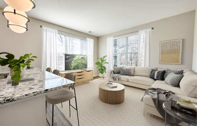 Bright Living Room at Fairmont Apartments, Westerville, OH, 43081