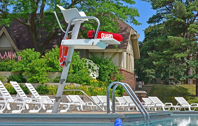 Poolside Seating at The Village Apartments, Michigan, 48393