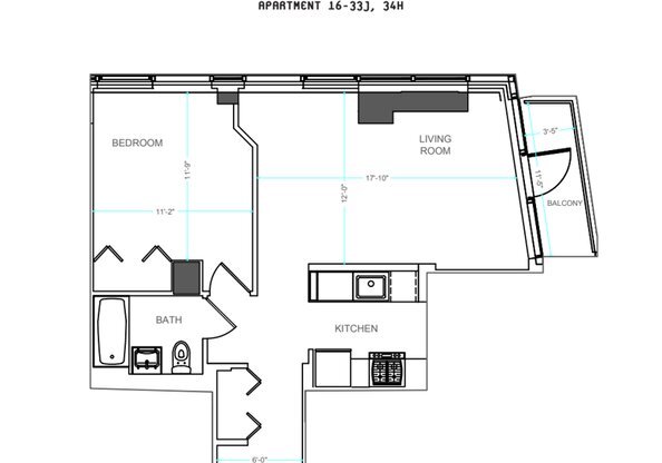 1 bed, 1 bath, 683 sqft, $4,000, Unit ROCK17J