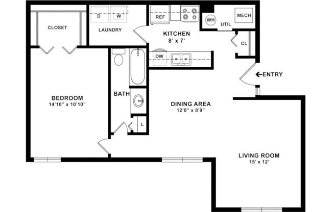 1 bed, 1 bath, 850 sqft, $1,099