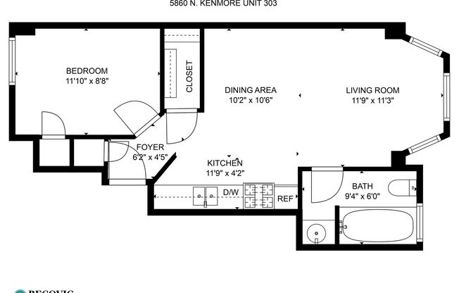 1 bed, 1 bath, 446 sqft, $1,695, Unit 303