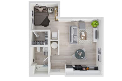 Studio, 1 bath, 570 sqft, $1,550