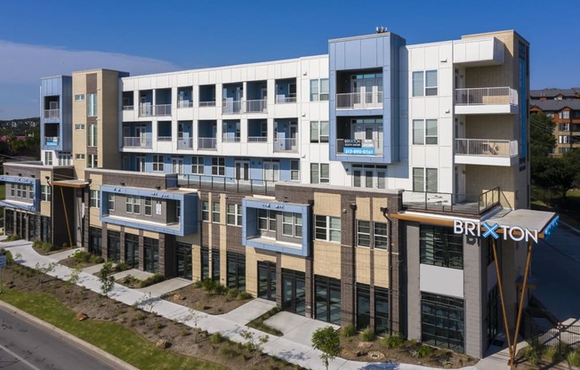 exterior building view at Brixton South Shore, Austin, TX, 78741