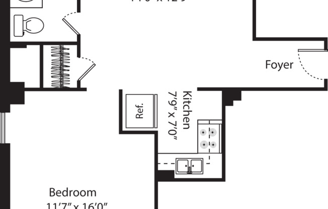 1 bed, 1 bath, 586 sqft, $4,615, Unit 11E