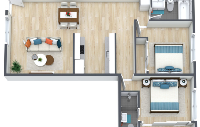 2 beds, 2 baths, 875 sqft, $2,795, Unit 4880-21