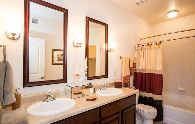 Master bathroom with two sinks