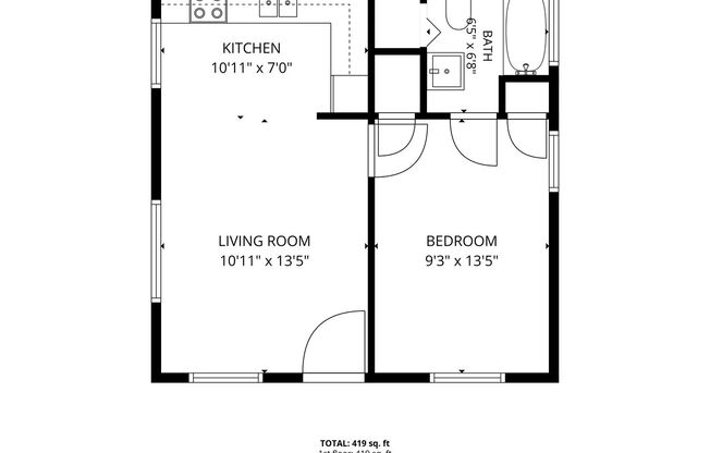 1 bed, 1 bath, 419 sqft, $1,150, Unit 710