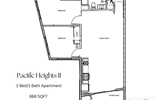 2 beds, 1 bath, 868 sqft, $2,950, Unit 401