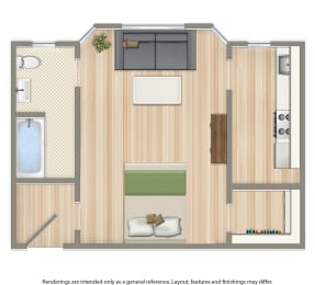 Studio, 1 bath, 442 sqft, $1,695
